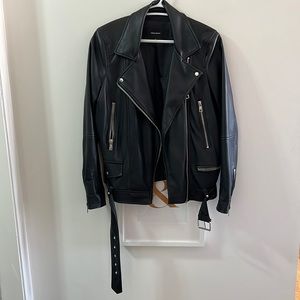 Faux leather moto jacket